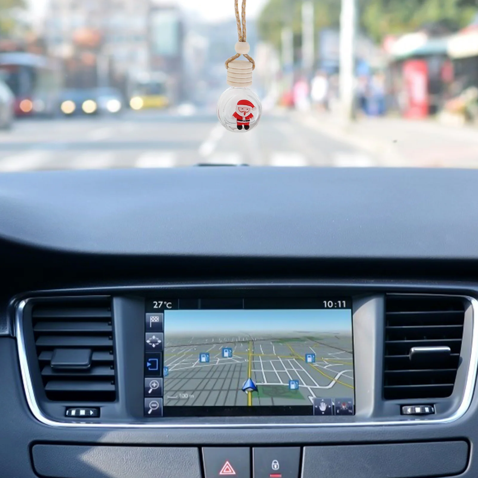 

4Pcs Hanging Car Air Freshener Christmas Car Diffuser Bottles Empty Glass Perfume Refillable Scent Bottle Aromatherapy Interior