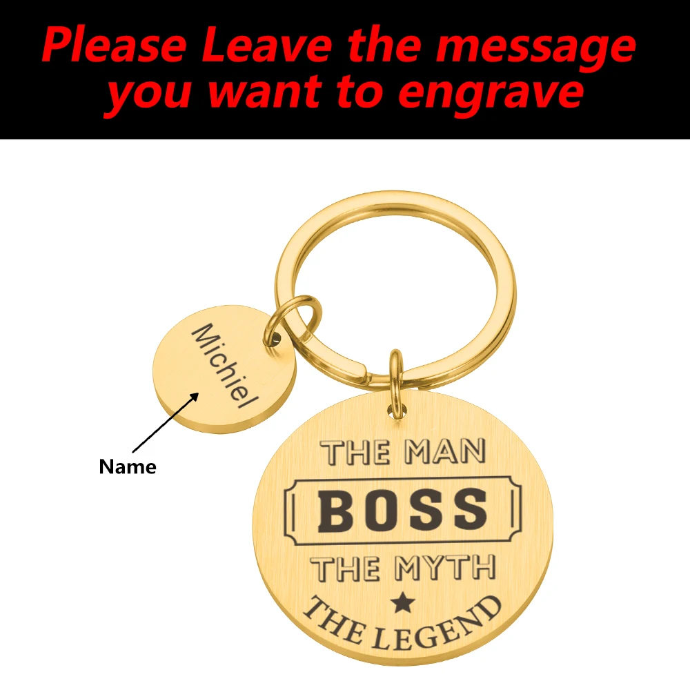 Boss Personalized Keychain Custom Name Appreciation Gifts for Men Mentor Leader Coworker Retirement Going Away Office Presents