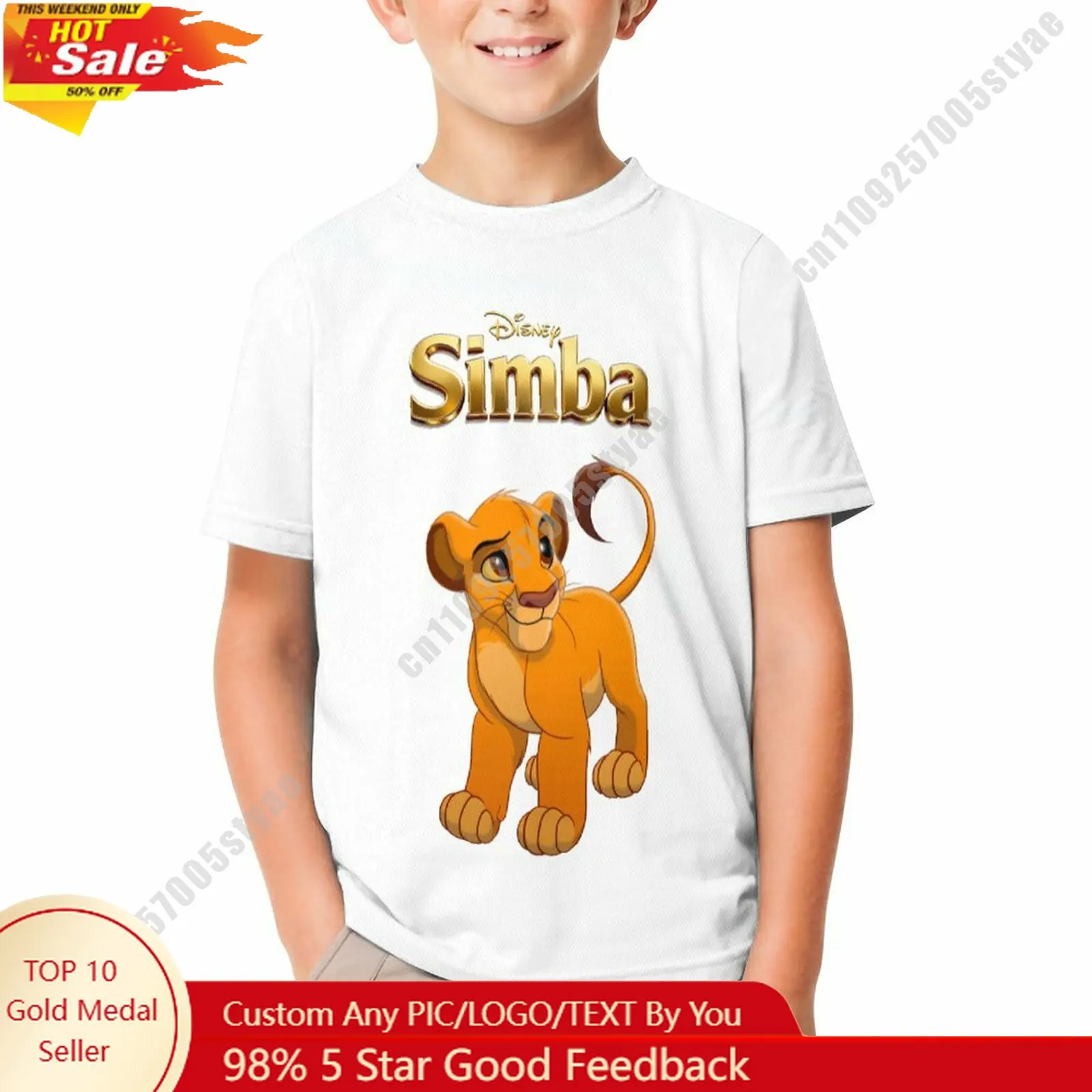 

Simba T Shirt Disney Boy Girl Custom Short Sleeve Top Breathable Soft Casual Cotton Print Summer Crew Neck Children Tee