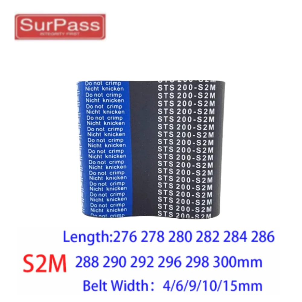 

Резиновый ремень ГРМ S2M Длина 276 278 280 282 284 286 288 290 292 296 298 300 мм Ширина 4/6/9/10/15 мм Синхронный зубчатый ремень