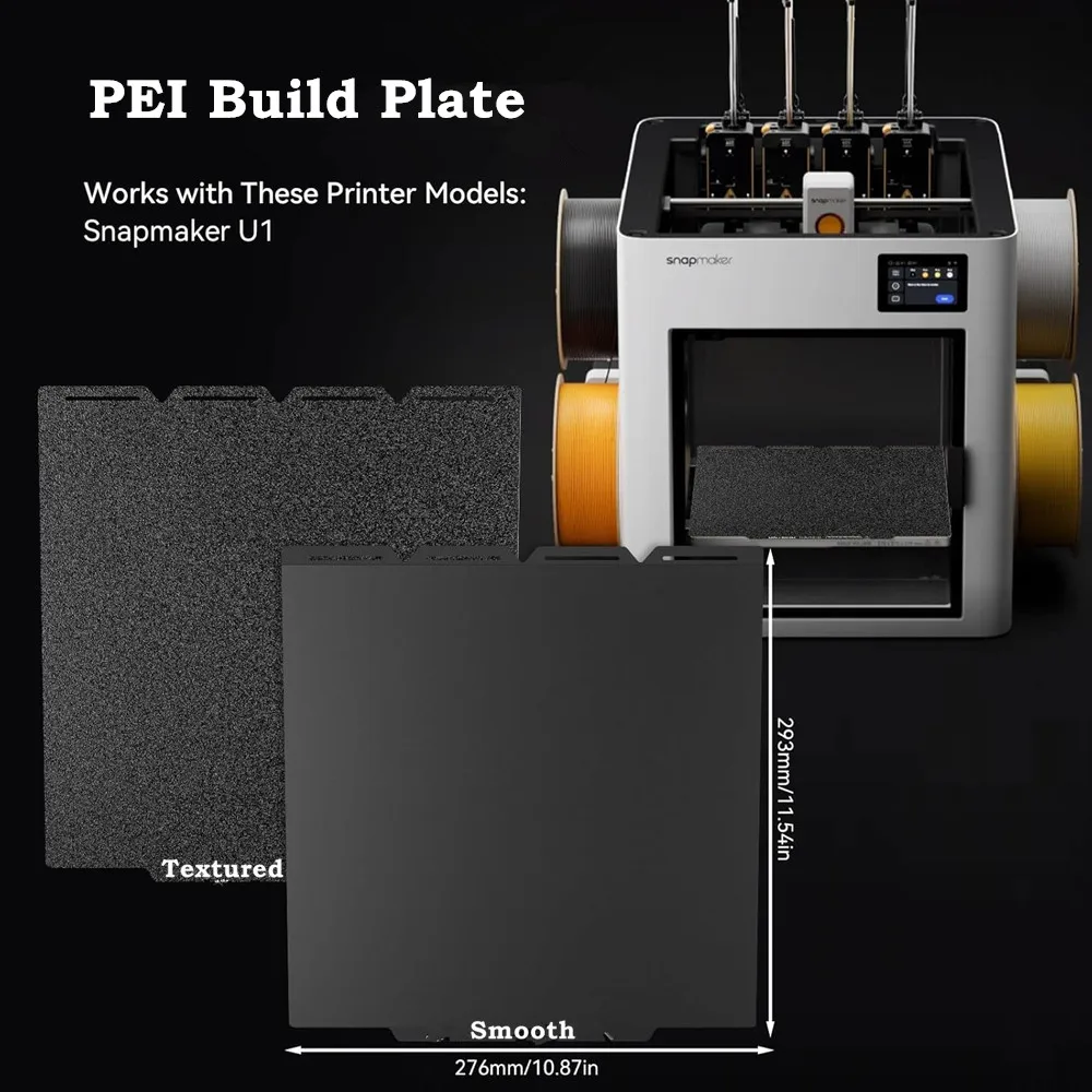 

Двусторонняя гибкая съемная пружинная стальная пластина PEI с гладкой текстурой для Snapmaker U1, с сильной адгезией, 276x293 мм