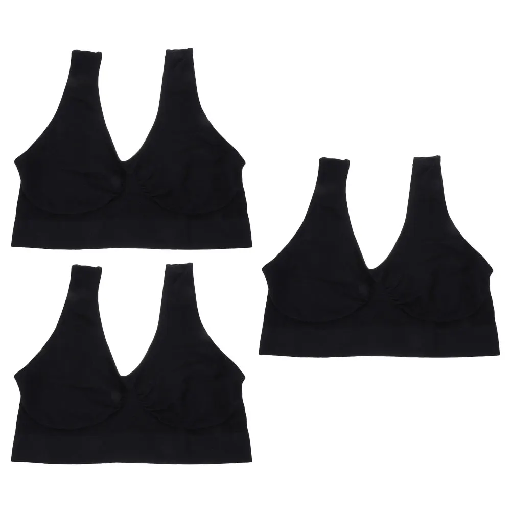 

3Pcs Yoga Sports Bras Black S Wirefree Comfortable Workout Vest Underwear Women Fitness Supplies Breathable Stylish