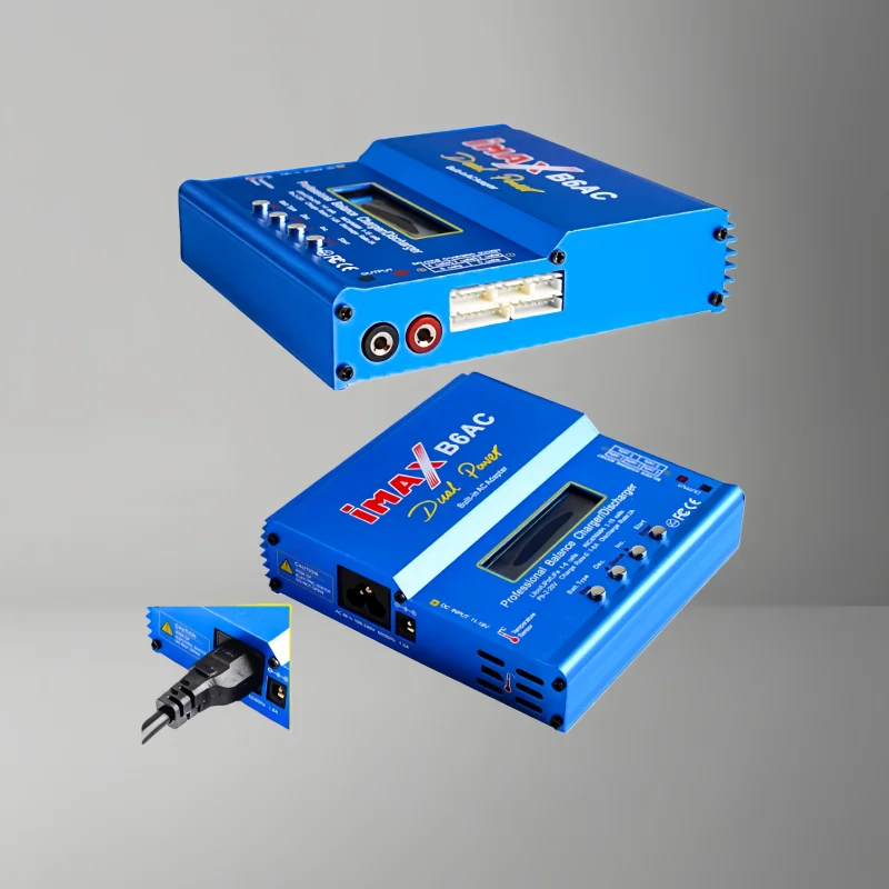 B6AC Balanced Charger, Multi-Function Charger for Model Airplane Batteries, 80W, Complete Set with Power Cable