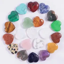 2cm Natural Stone Crystal Love Crystal Gem Non-porous Heart-shaped Ornaments Heart Pendant Diy Jewelry Making Healing Gemstone
