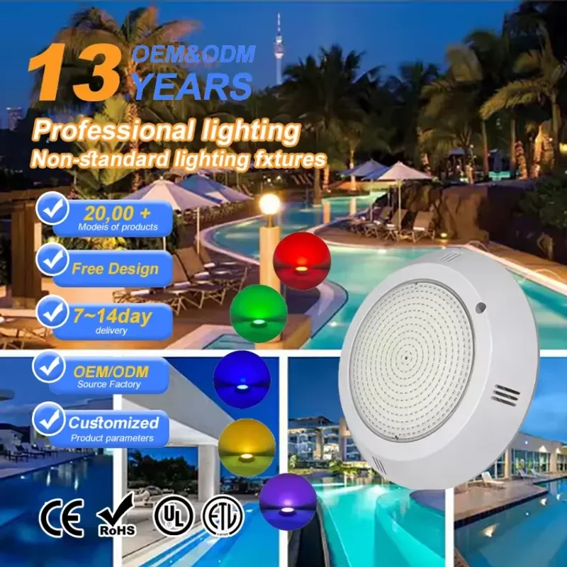 12W 24W 36W ABS Pool Lights for Wall Mount RGB and Warm White IP68 LED Underwater Fountain Light Rechargeable