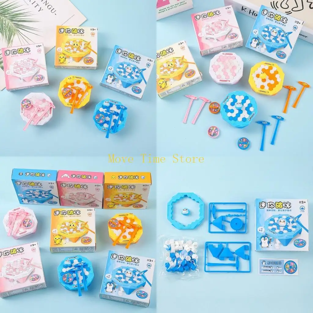 92ME Small Ice Breaking Penguins Toy Tabletop Puzzle Game Penguins Knocking Ice Game Funny Desktop Game Enduring