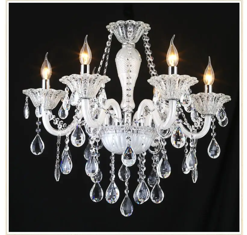 Modern Clear White Pendant Home Lighting Lustres De Cristal Decoration Luxury Candle Chandelier Pendants Living Room Indoor Lamp