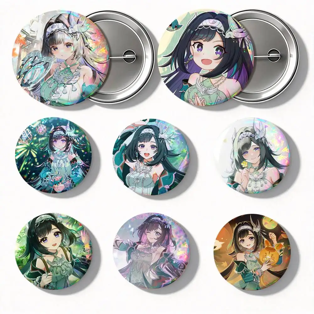 Anime Game Genshin Impact Characters Lan Yan Round Badge Lapel Pin Backpack Clothing Jewelry Accessories Gift Brooch