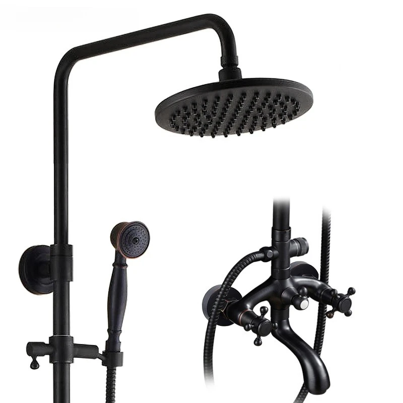 

American Brass Black Shower Faucet Set, Bathroom Household Handheld