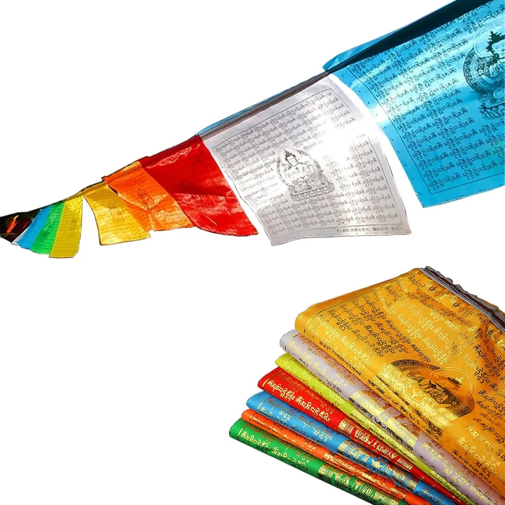 

Tibetan Prayer Flags, Mantra of Guanyin Mantra ,Om Mani Padme Hum, Multicolor 21 Flags,Lungta Flags For Buddhist Altar,Outdoor
