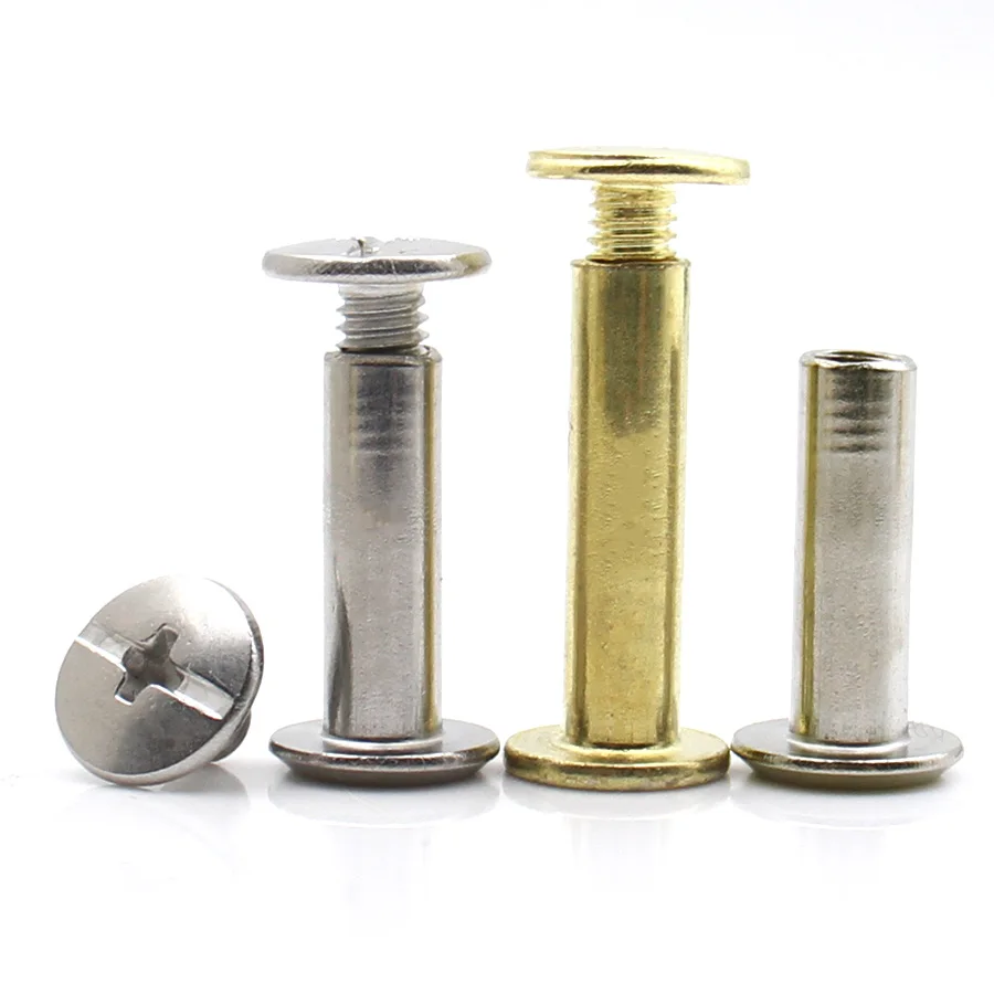 M5 304 Stainless Steel/Copper/Nickel Plated Phillips Rivet Cross Flat Head Sex Bolts Chicago Screw for Photo Album Notebook Menu