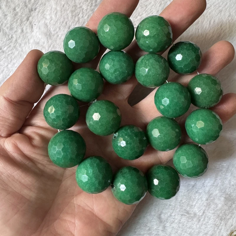 

Wholesale 20pcs/string Green Jade Beads 20mm Faceted Round Gemstone Bracelet Bead For Jewelry Necklace DIY