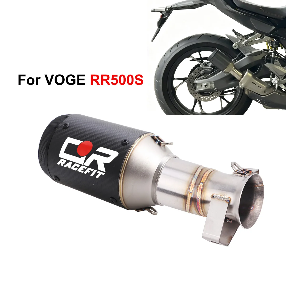 Stainless Steel Exhaust Link Pipe For VOGE RR500S LX500GS‑2 2025‑2027 51mm Carbon Fiber Muffler Slip‑On Motorcycle Exhaust Syste