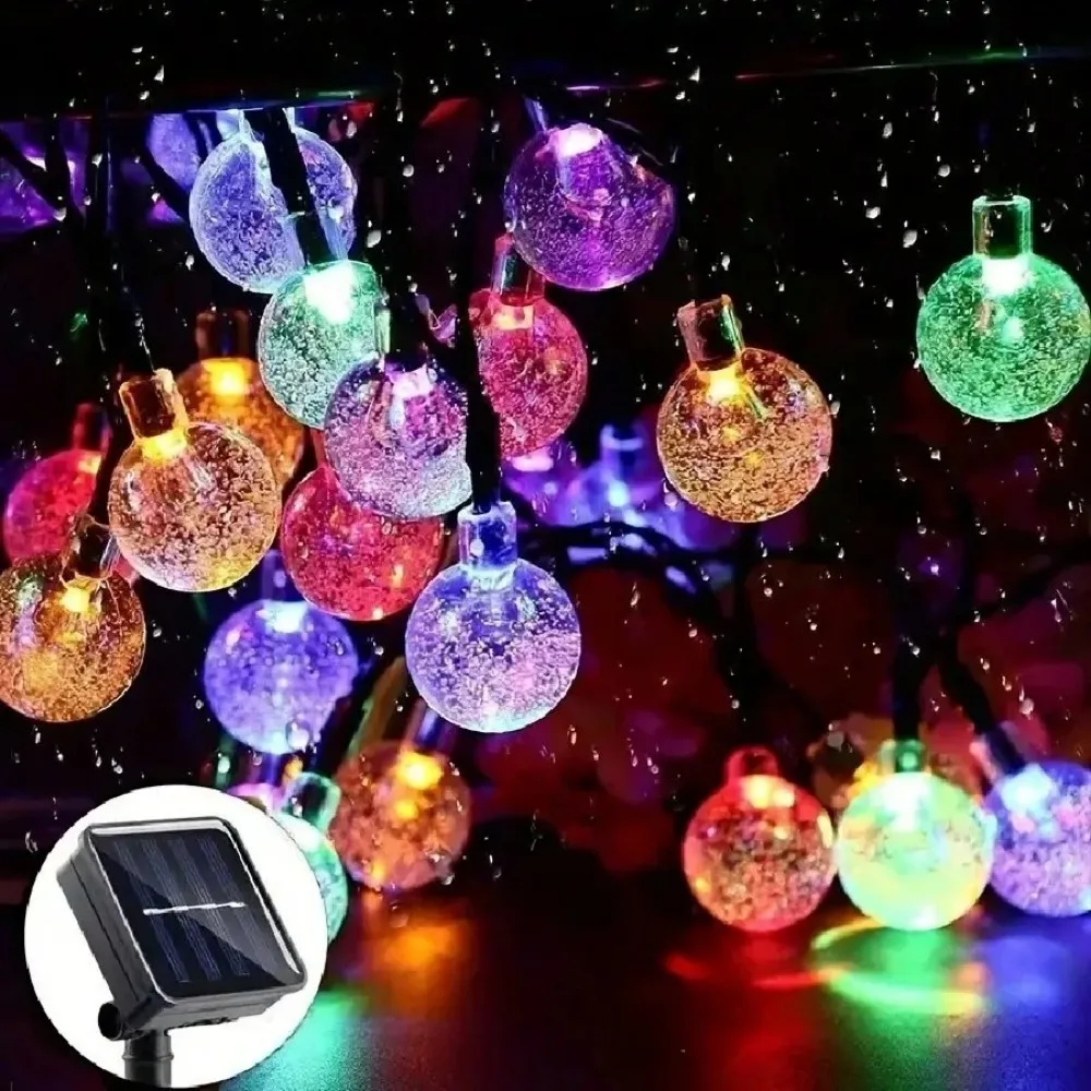 

1PC 20LED/30LED/50LED/100LED solar bubble ball string light,with 8 lighting modes,suitable for gardenparty,and yard decoration