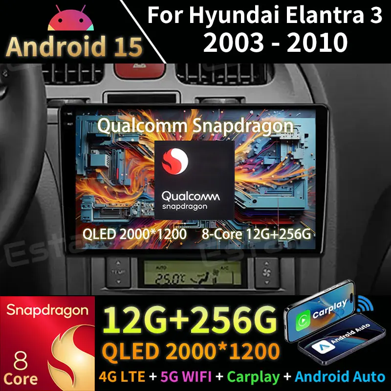 

Android 15 Car Radio For Hyundai Elantra 3 2003 - 2010 GPS Multimedia Player Navi Head Unit Stereo Wireless Carplay Auto RDS DSP