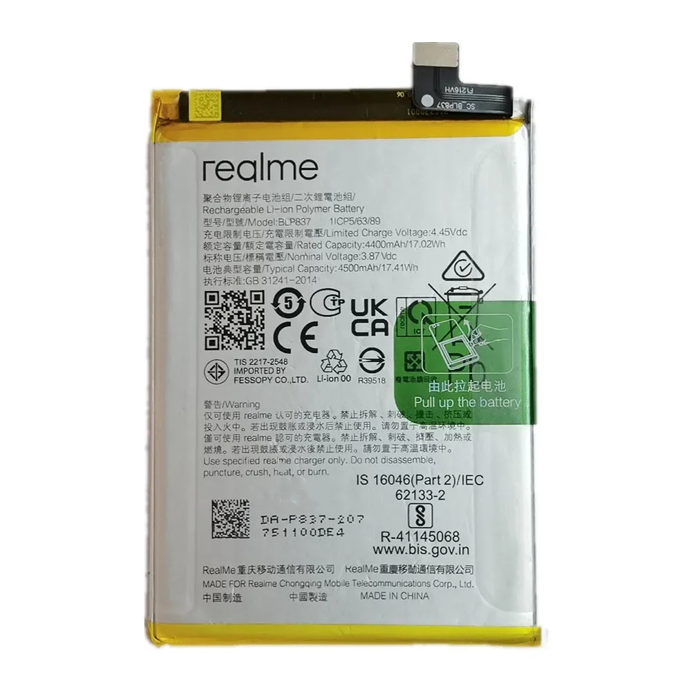 New 100% Original Battery BLP837 For OPPO Realme 8 Pro 8Pro Mobile Phone Replacement Battery Bateria 4500mAh BLP837