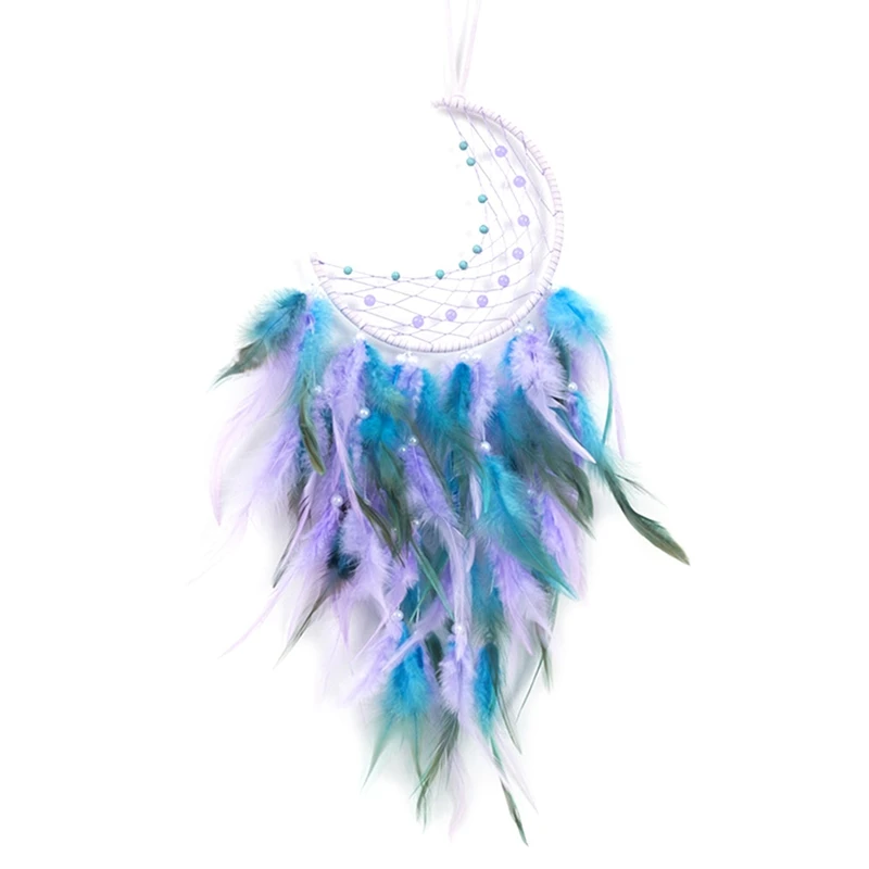 Moon Dream Catcher With Fairy Lights Dreamcatcher Wall Hanging Ornament For Home Bedroom Wall Decoration Craft Gift