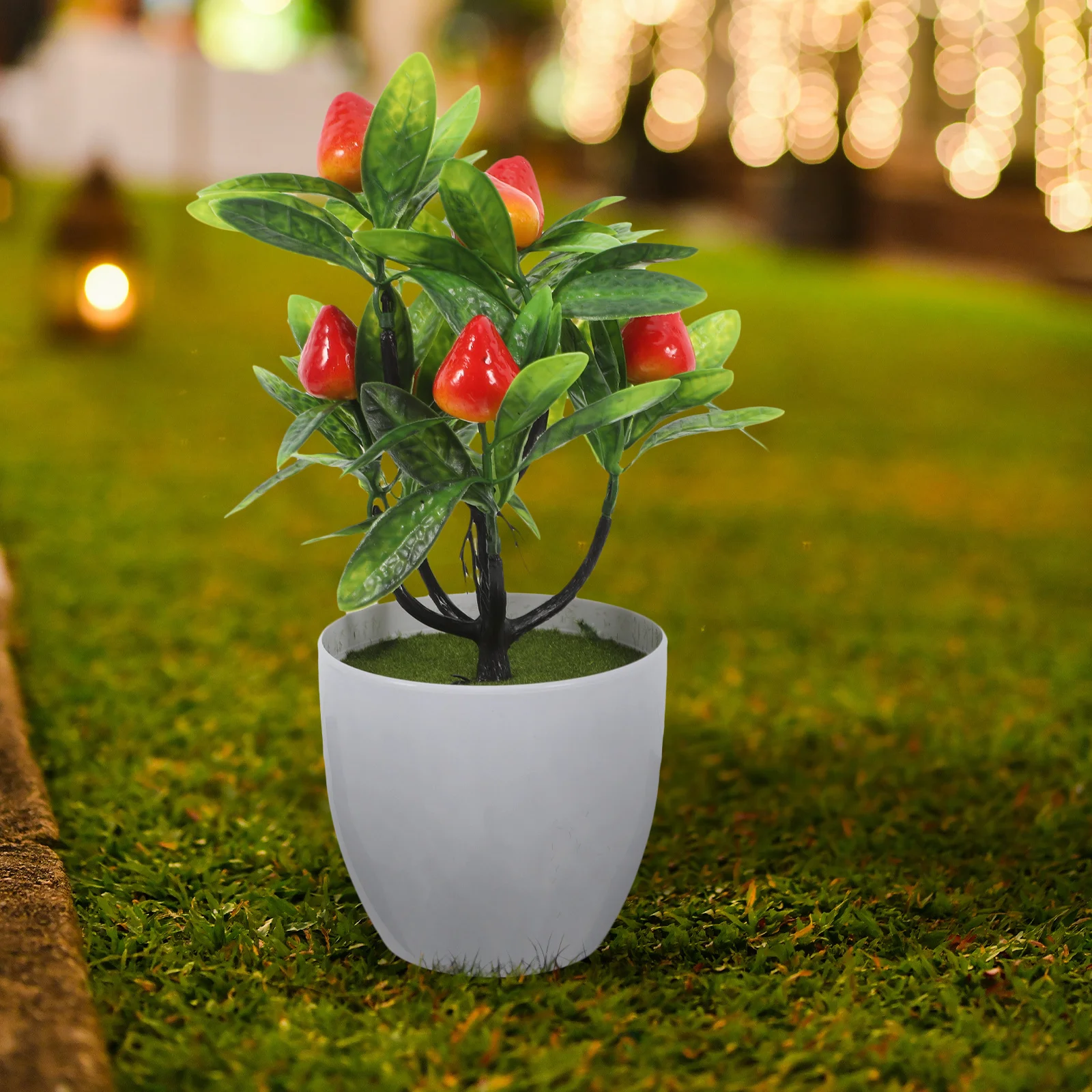 

Realistic Fake Fruit Tree Ornament Artificial Potted Strawberry Plant for Home Office Table Decoration Faux Fruit Bonsai