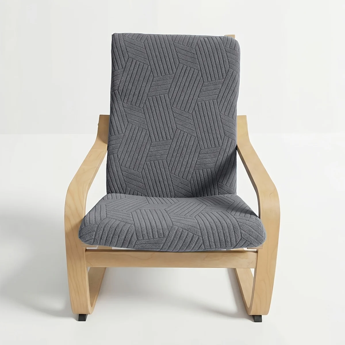 1 Stück Jacquard Poang Stuhlauflage mit Gummiband, Weicher Einzelsofa-Bezug, Dehnbarer Schaukelstuhl-Schutz für Wohnzimmer – Detail 6