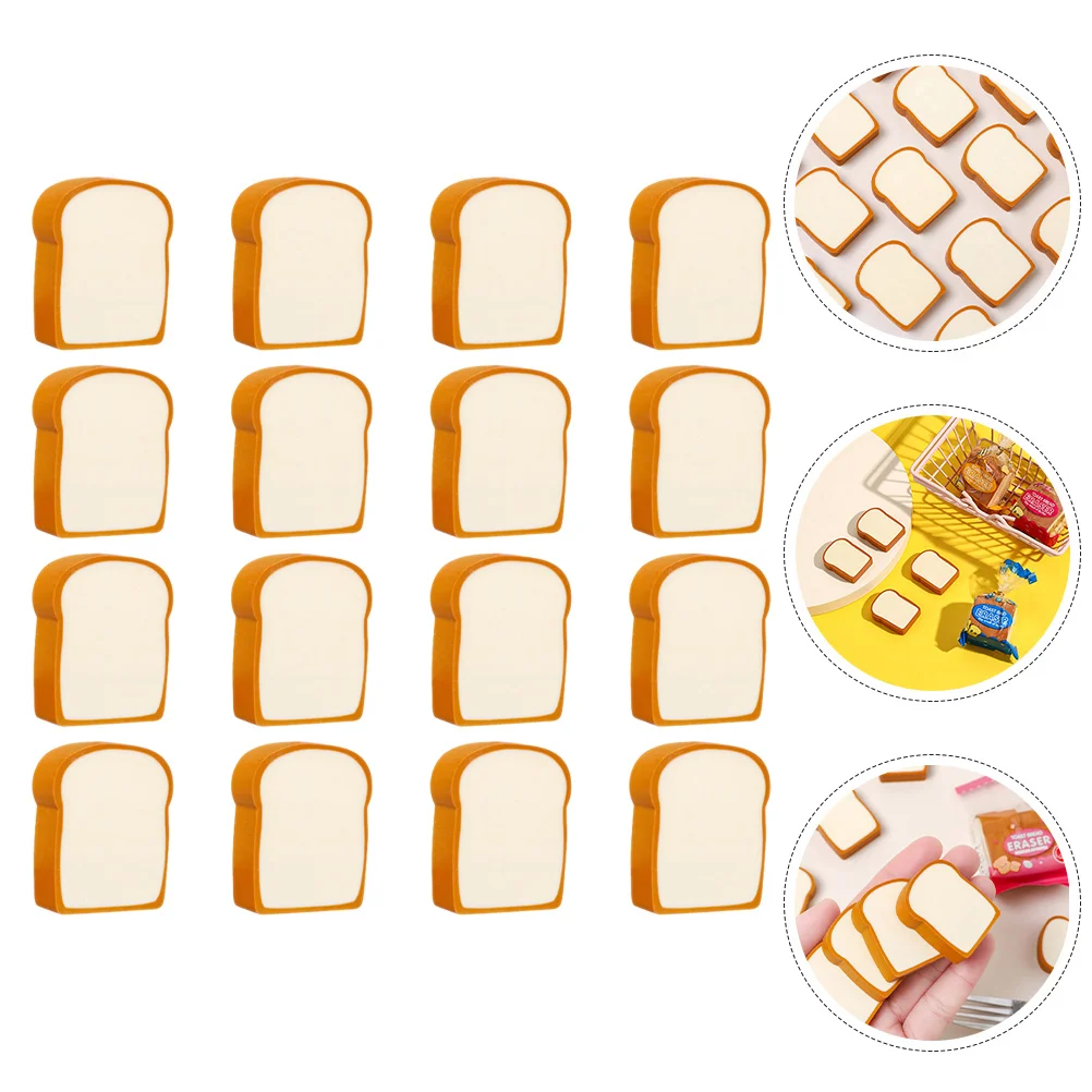

16Pcs Food Erasers Cartoon Toast Bread Shaped Cute Pencil Erasers Decorative Drawing Accessories for Office School Party