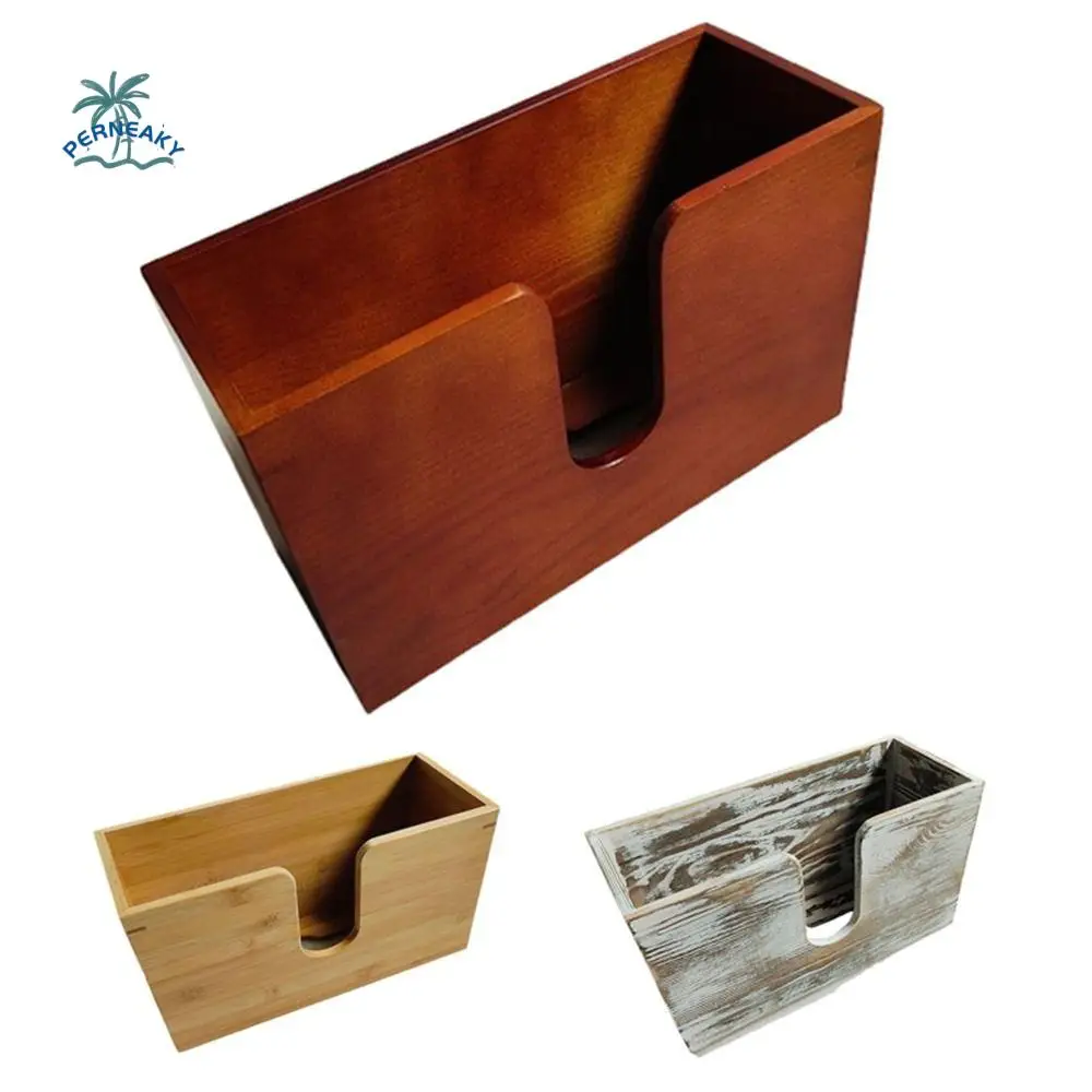 

Creative Wooden Napkin Holder Wall Mounted Multi-function Case Hanging Tissue Box Cube Polished Paper Storage Holder