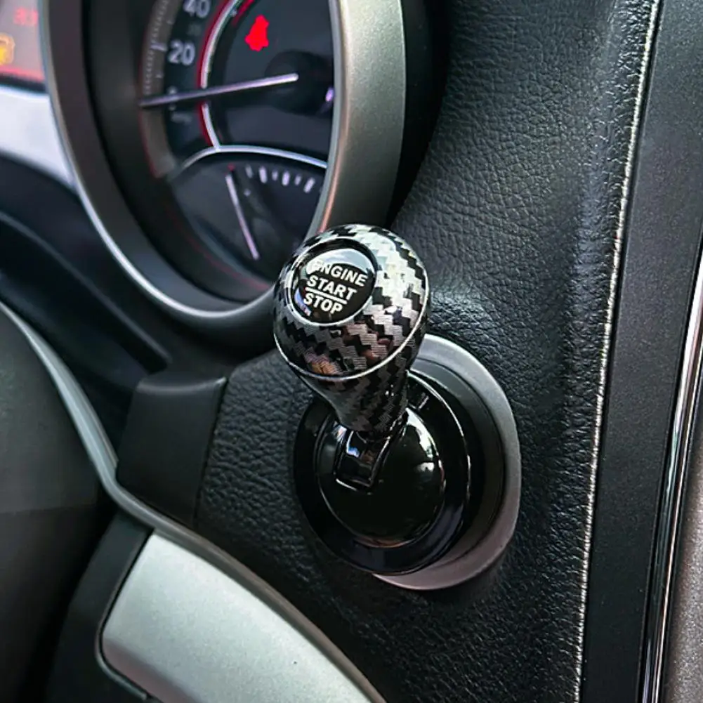 Universal Car One-Touch Start Button Upgrade Carbon Fiber ﻿Knob With Push-to-Start Rocker Retro Joystick Car Interior Decor