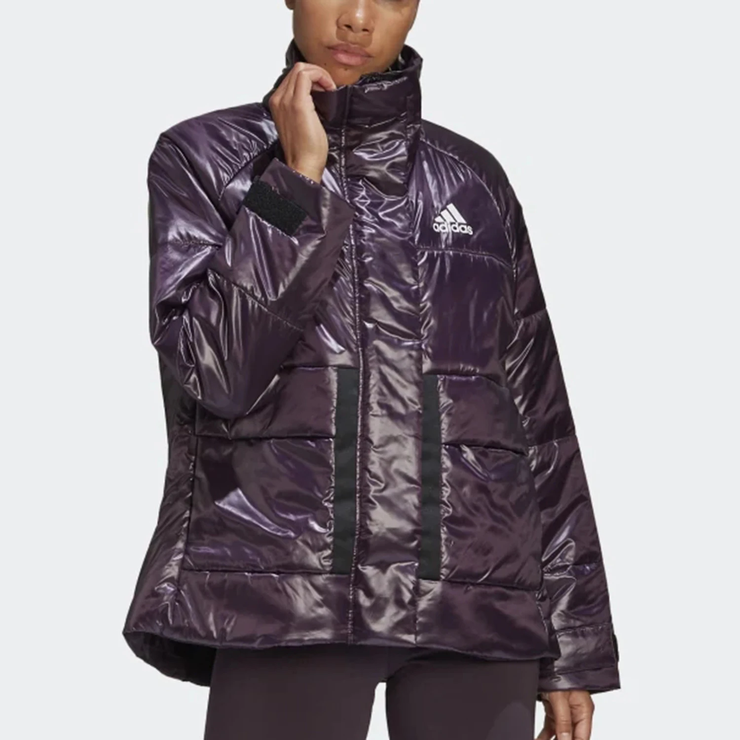 Adidas genuine new women's stand collar warm casual sports cotton jacket FT2550