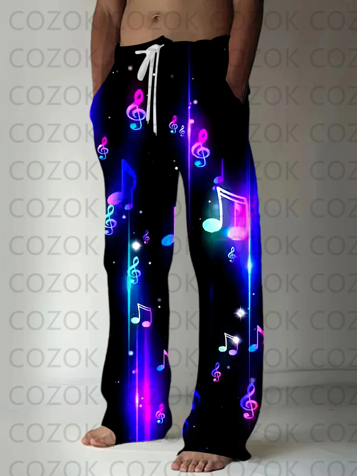 Music Pattern Novelty Pattern 3D Digital Printing Pants for Men and Women, Fashion Casual Pants for Men and Women