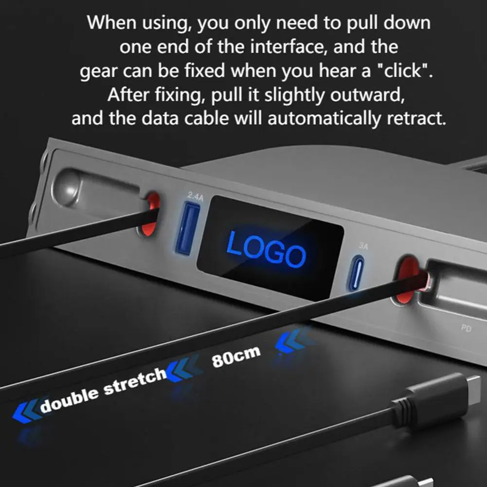 For Tesla Y Upgrade 27W Quick Charger LED Intelligent Docking Station USB Shunt Hub 4 Ports Powered Splitter Extension