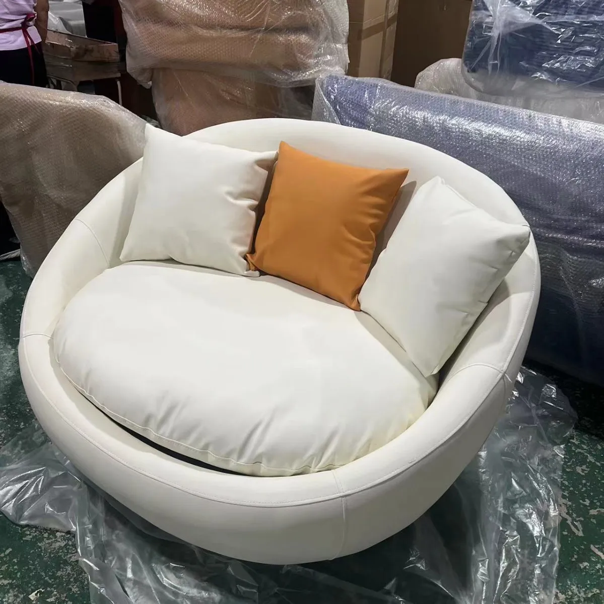 Italian Minimalist Round Fabric Single Sofa Designer Modern Lazy Rotating Balcony Leisure Chair