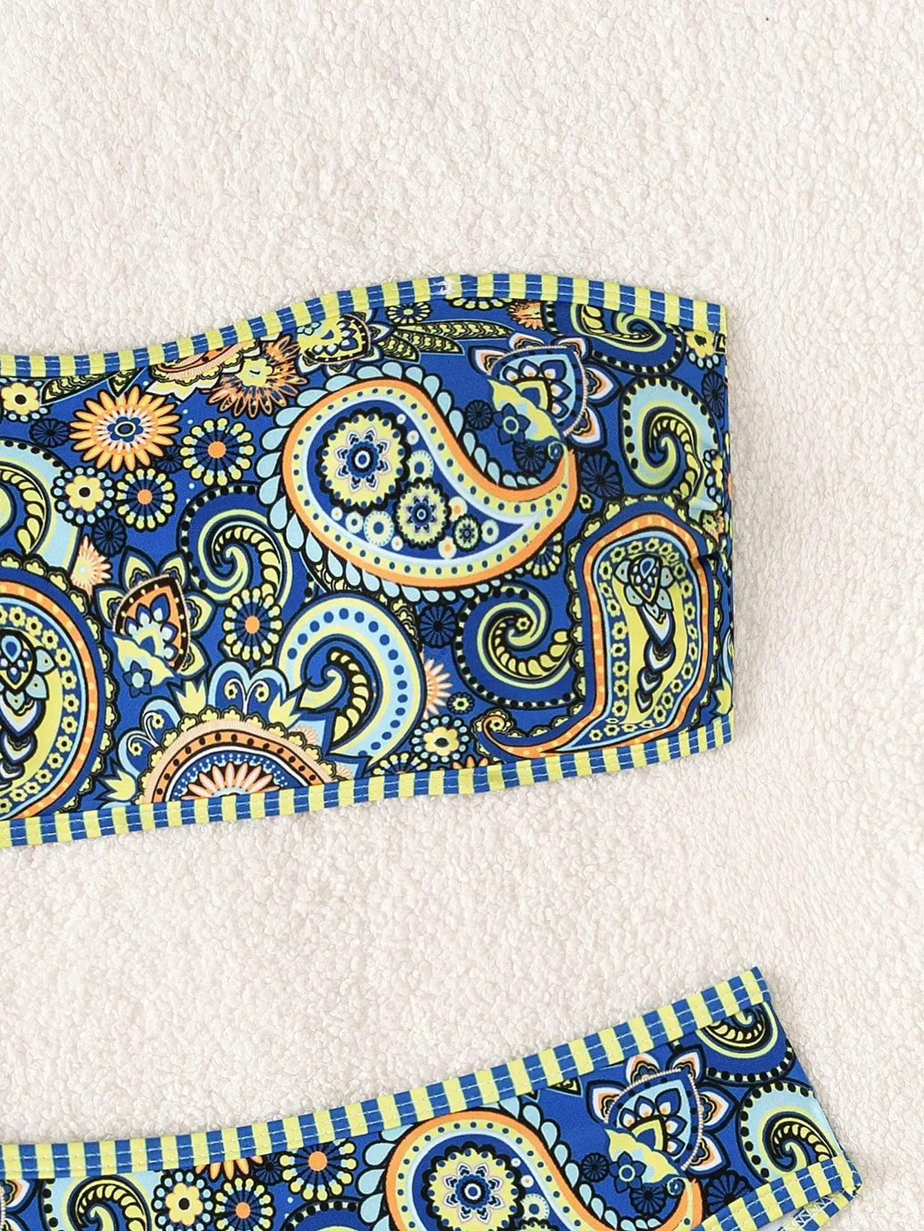 

Комплект бикини с принтом пейсли, без бретелек, с завязками на спине, с высокой талией, в отпускном стиле