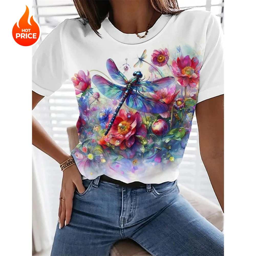 T-shirt manches courtes col rond femme, imprimé chat Kawaii en 3D, graphique Floral, décontracté, Y2K, jolis vêtements pour femmes
