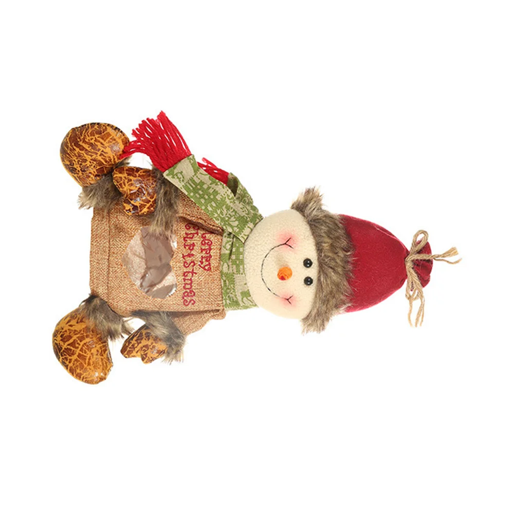 

Christmas Candy Bag Linen Fabric Lightweight Durable Gift Pouch For Kids Cookies Treats Storage Transparent Heart Window