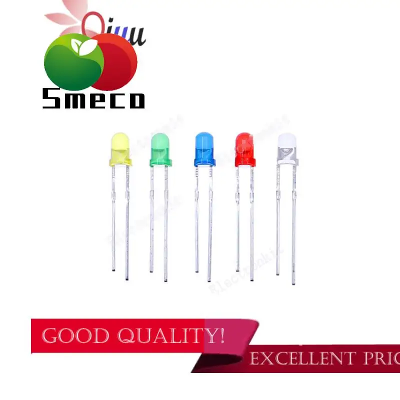 DIY supporting led kit, 120 pieces, 6 colors x 20 pieces, 3mm, white, yellow, red, green, blue, orange