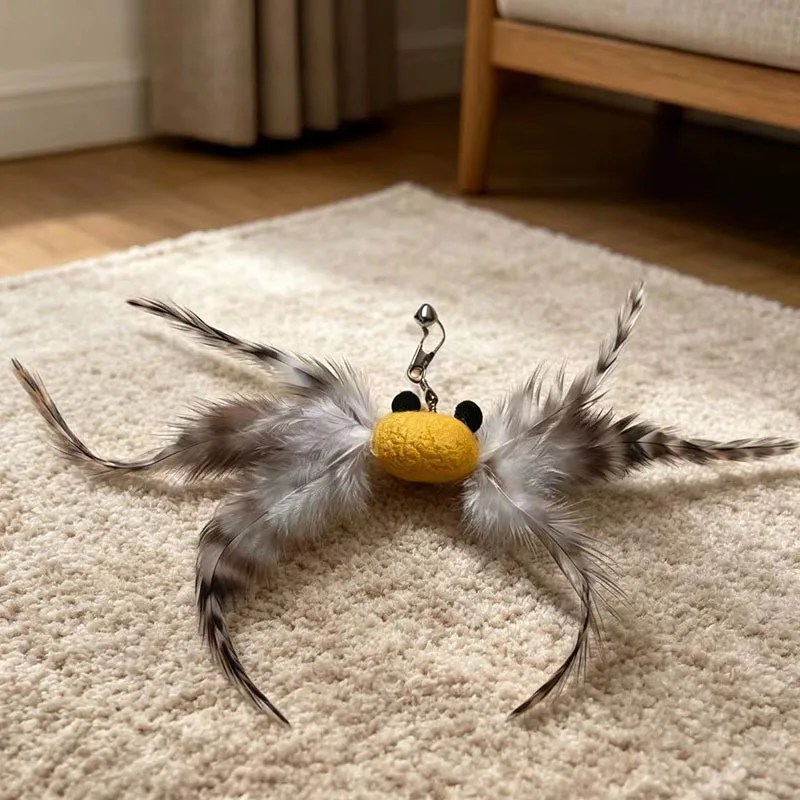 Juguete cangrejo simulado para gatos con plumas – Palo interactivo - imagen 3