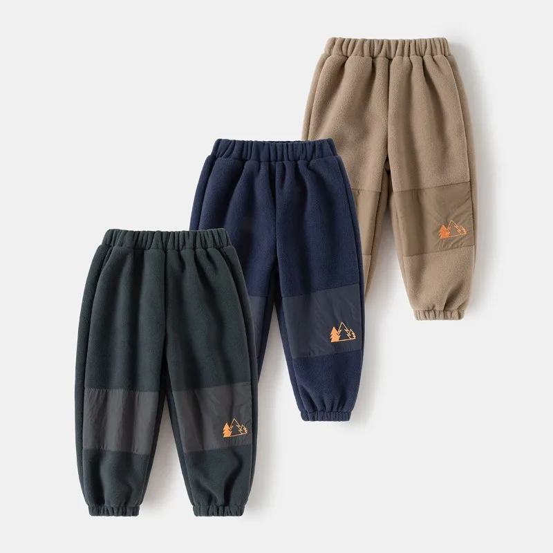 Boys Casual Pants 2025 Autumn Winter Trousers for Kids Thickened Fleece Children Joggers Warm Toddler Joggers Baby Cargo Pants