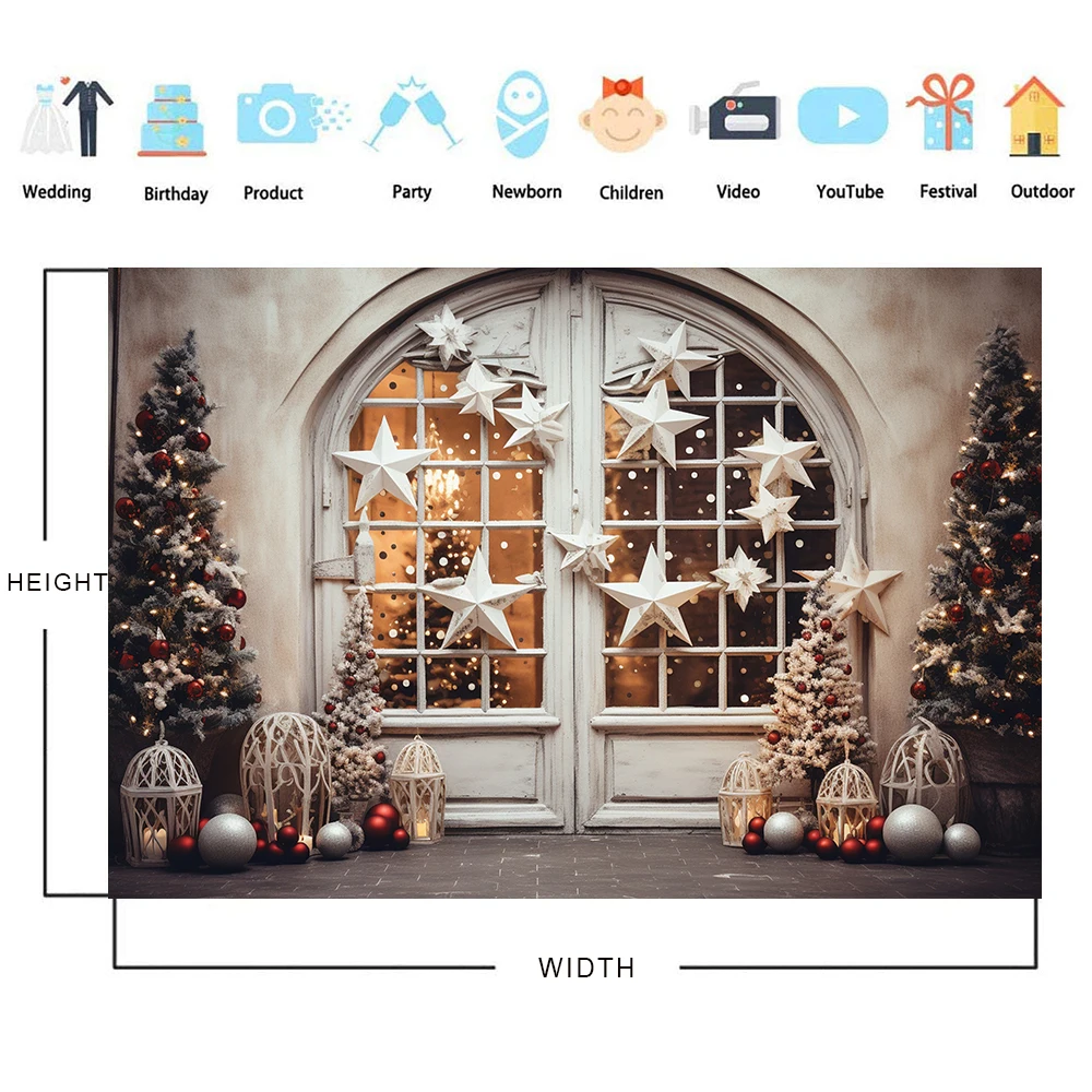 Bonvvie Christmas Backdrops Xmas Tree Gifts Winter Snow Family Party Decor Photography Background for Photobooth Photo Studio