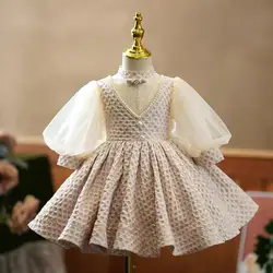 Baby Spanish Lolita Princess Ball Gown Kids Host Wedding Dresses For Children Puff Sleeves Girl Formal Elegant Frocks A2123