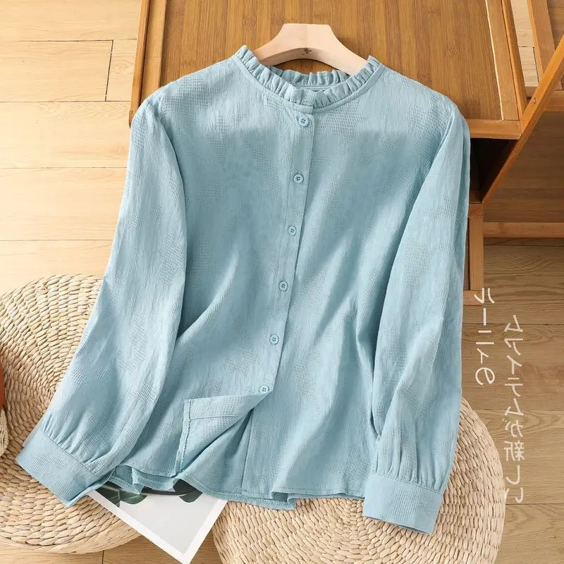

Thickened Collar Embroidered Long Sleeve Fashion Shirt