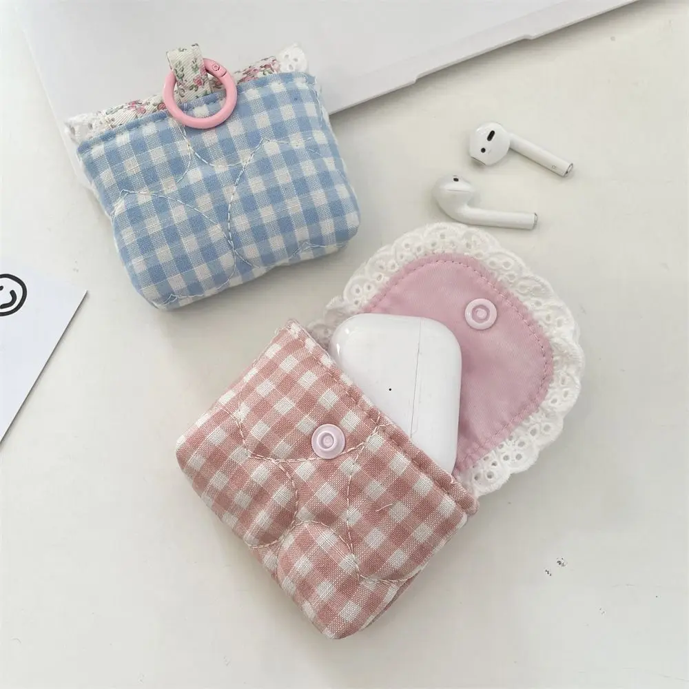 Cute Mini Earphone Storage Bag Polyester Keychain Headphone Case Pouch Portable Multifunctional Small Wallet
