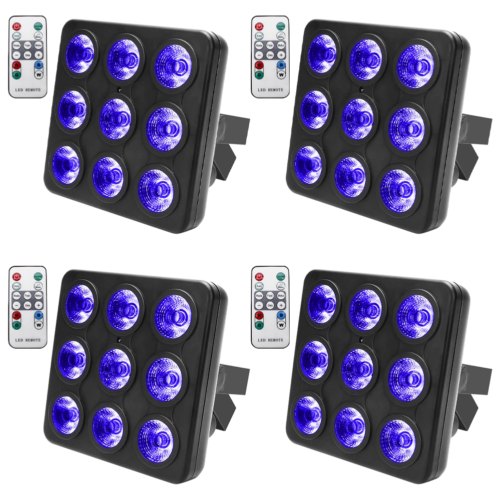 Somspot 4PCS Square LED Par Light RGBW Stage Effect Lighting DMX512 Sound Activated Control for DJ Show Concert Party KTV