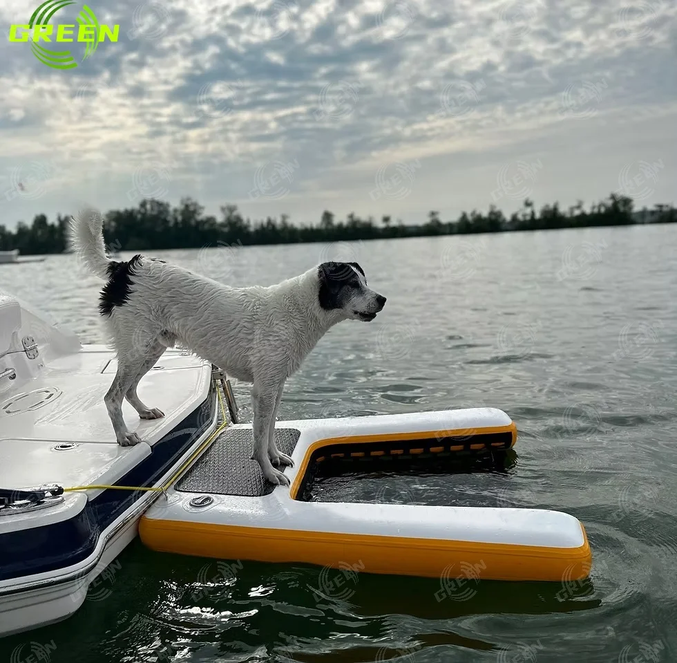 Inflatable Dog Ramp Pool Dock Platform Stairs Large Floating Water Botes Tipo Play Dog for Boat