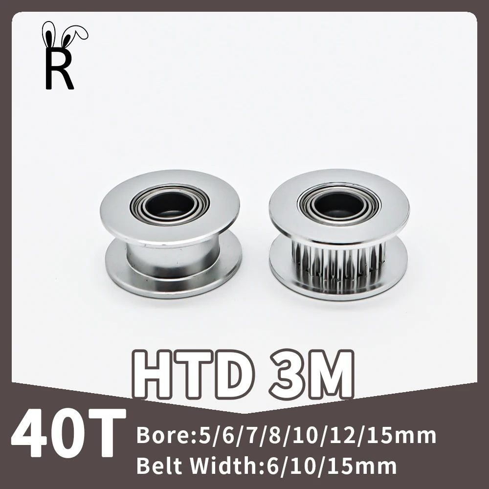 40Teeth 40T HTD 3M Idler Pulley Synchronous Wheels Bore 3/4/5~10/12/15mm Timing Pulley Tooth Width 6/10/15mm Tensioner Wheels 3M