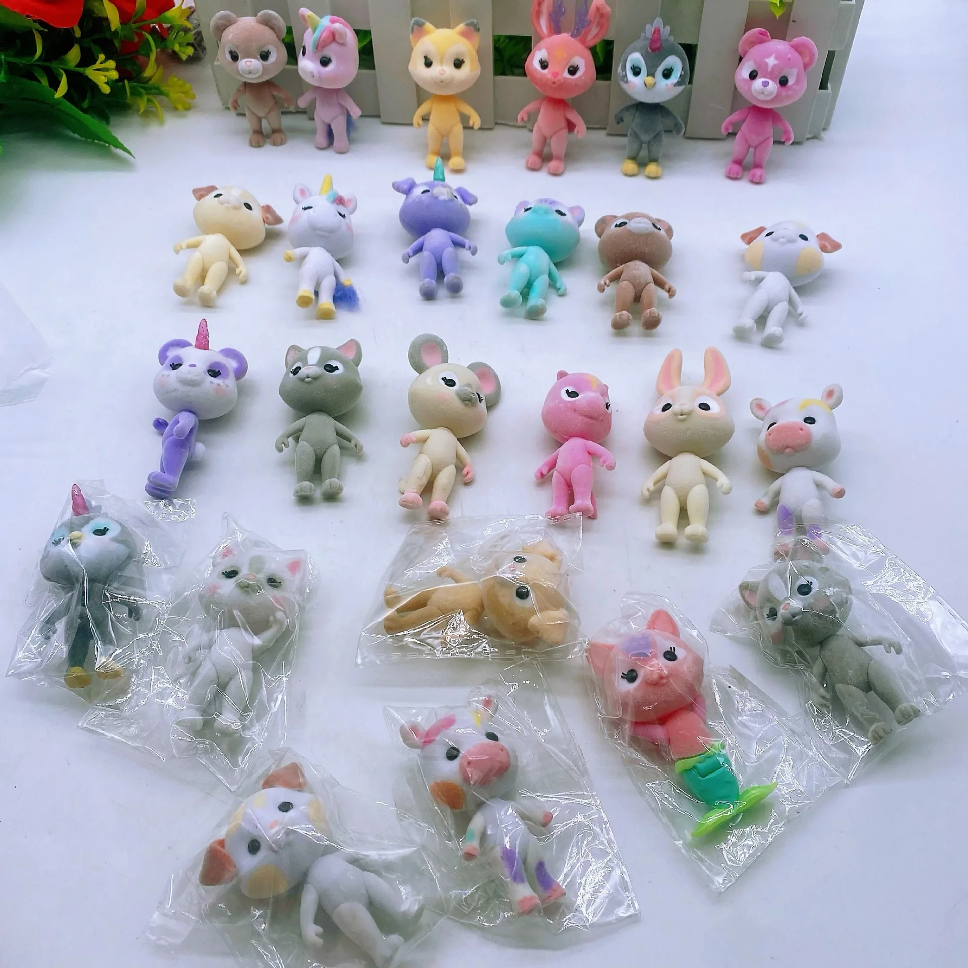 8pcs/A lot  Cute Flocking Animal Forest Animal Action Figure Children's Doll SH019