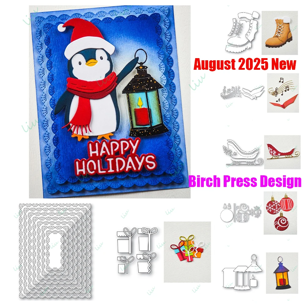 

2025 August New Merry Christmas Winter Musical Songbook Sleigh Metal Cutting Dies for DIY Scrapbooking Photo Album Holiday Gift