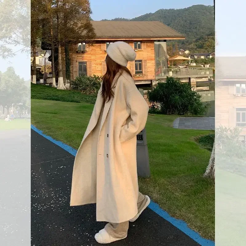 2024 autumn and winter medium and long over-knee small fragrant woolen coat women's upper-grade college small woolen coat tide