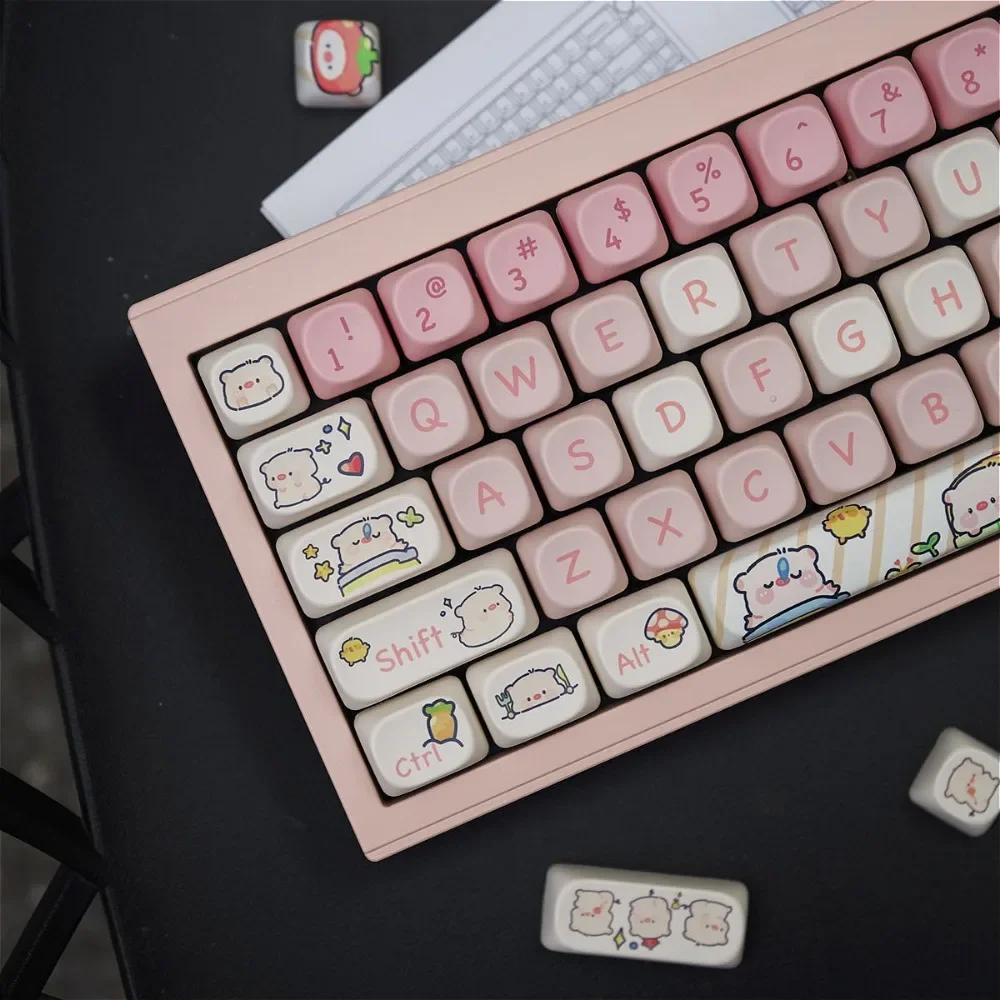 Pink piggy 142 key MOA mechanical keyboard accessories PBT keycaps for MX Switch keyboard keycaps