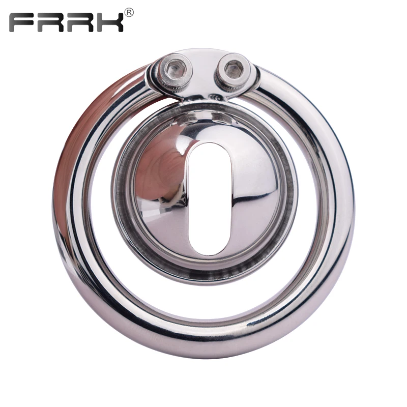 FRRK Negative Small Chastity Cage with Urination Opening Metal Penis Ring Allen Key Lock Cock BDSM Adults Sex Toys for Men