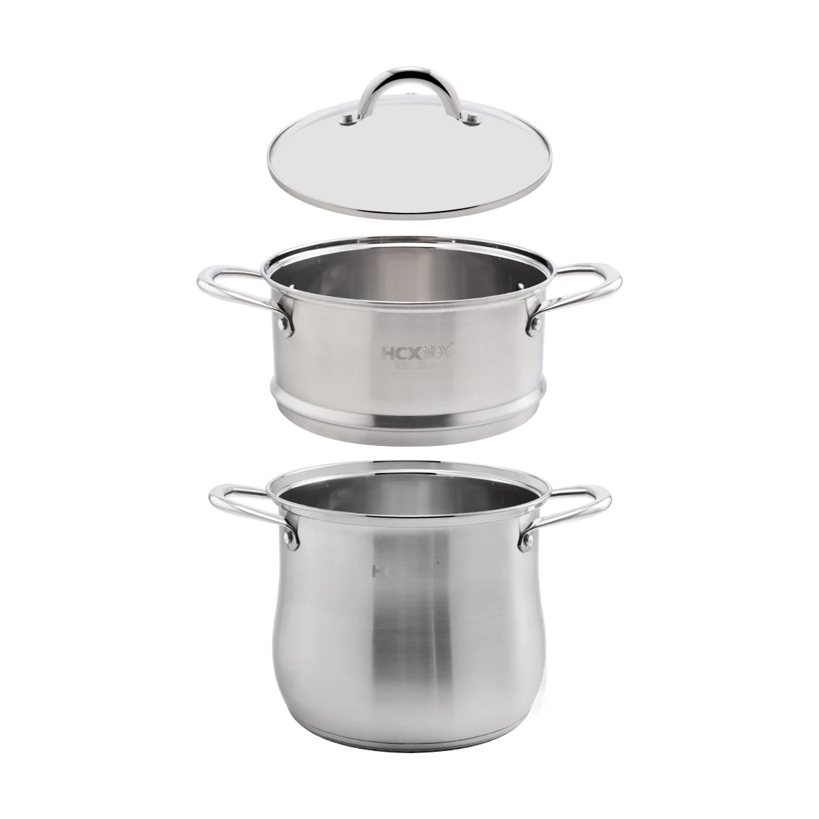 Stainless steel soup pot large capacity thickened deepening pot double bottom soup steamer stew pot cookware set