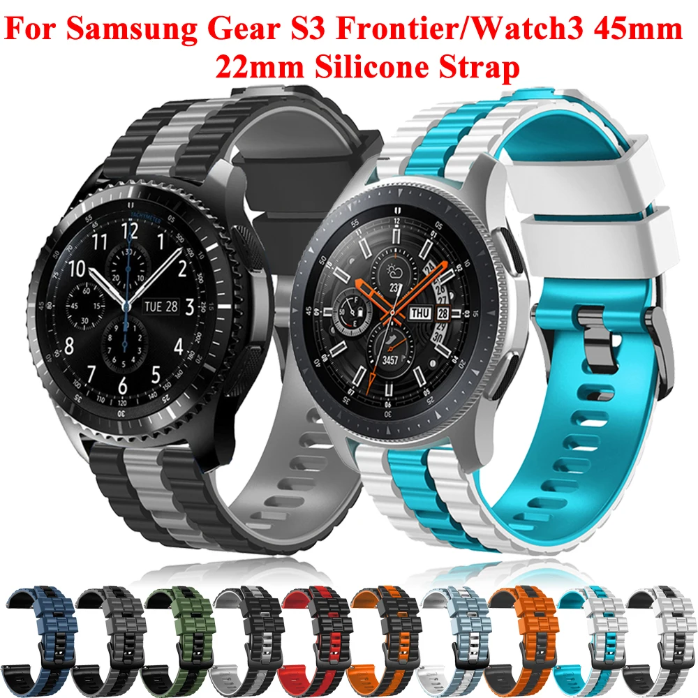 Pulsera de silicona de 22mm para Samsung Gear S3 Classic Frontier/Galaxy Watch 3, accesorios de pulsera deportiva de 45mm y 46mm